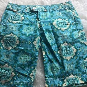 Teal aqua print shorts‎
